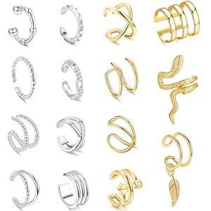 FIOROYAL 15 Stuks Vrouwen Oorbellen Oorbellen Verstelbare Kraakbeen Helix Wrap Oorbellen Nep Piercing Oorbellen Oorbellen Clip, Koper, Kubieke zirkonia