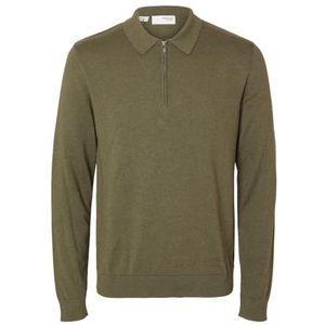 SELETED HOMME SLHBERG LS Polo demi-zippé Noos, Kalamata - Détail : chiné, XXL