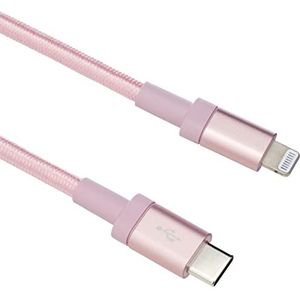 Amazon Basics nylon gevlochten USB-C naar lightning kabel, MFi-gecertificeerde oplader voor iPhone 13/12/11/X/XS/XR/8 - Roségoud, 6ft