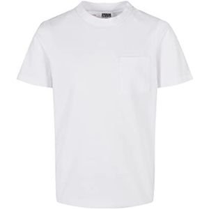 Urban Classics Jongens T-shirt van biologisch katoen met borstzak in dubbele verpakking voor jongens T-shirts in 2 kleuren verkrijgbaar maten 110/116-158/164, wit/donkerblauw, 146, wit/donkerblauw