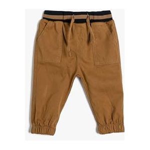 Koton Pantalon de jogging en coton pour garçon, taille élastique, avec poches, Camel (100), 2-3 Jahre