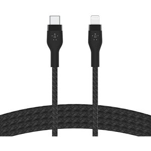 Belkin BoostCharge Pro Flex USB-C naar Lightning gevlochten mantelkabel (1 m), MFi-gecertificeerd (20 W), Power Delivery opladen voor iPhone 13, 12, 11, Pro, Max, Mini, SE, iPad enz. (zwart)