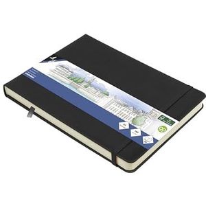 Kangaro Art Schetsboek, A5, landschap, zwart, PU hardcover, 80 vellen, 140 g, crèmekleurig papier