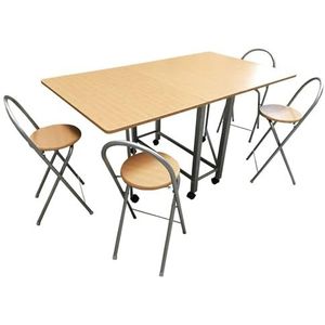 Well Home Ensemble table et 4 tabourets 'Livre' en bois