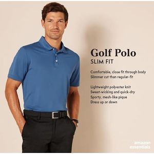 Amazon Essentials Golfpolo voor heren, sneldrogend, slim fit, zwart, L