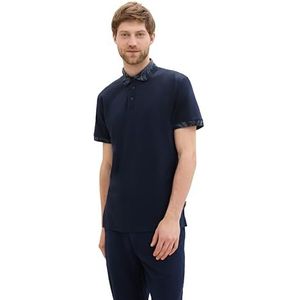 TOM TAILOR Polo basique pour homme avec col à motifs, 10668 – Sky Captain Blue., XXL