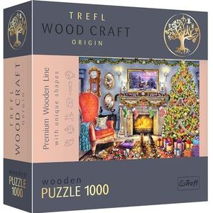 Trefl - Houten puzzel: bij de open haard - 1000 stuks, houten handwerk, houten handwerk, 100 kerstfiguren, doe-het-zelf, entertainment voor volwassenen en kinderen vanaf 12 jaar.