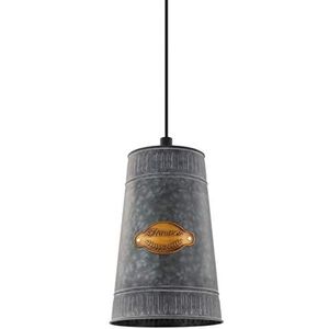 EGLO Honeybourne Hanglamp, 1-lichts, vintage, industrieel, retro, hanglamp van gegalvaniseerd staal in goud-antiek en zwart, voor eettafel of woonkamer, E27-fitting