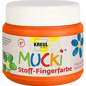KREUL 28107 - Mucki vingerverf voor stof, 150 ml in oranje, parabenenvrij, glutenvrij, lactosevrij en veganistisch, optimaal voor gebruik met vingers en handen