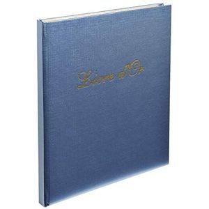 Exacompta - Art.nr. 984E - 1 Gastenboek Shiny irisé - vierkant formaat 21 x 19 cm - Gouden schijf met titel - 140 effen witte pagina's - 4 willekeurige kleuren: Zilverblauw - Nachtblauw - Koper - Goud