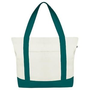 Ecoright Canvas Tote Bag for Women with Zip & Inner Pocket, 100% Organic Cotton Tote Bags for Men, Shopping, Beach, Natural Green, Pack of 1, Utility