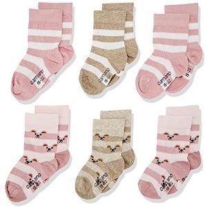 Camano Set van 6 uniseks kindersokken biologisch katoen sokken roze 15/18 rosé, Roze