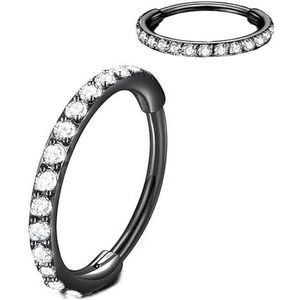 Artskin Grade 23 Titanium piercing ringen, 20 g, 18 g, 16 g, diameter 6-10 mm, zwart/zilver/goud/roségoud/roze, Titanium Schelp Titanium