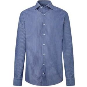 Hackett London 120 2 lagen Str Shirt, marineblauw/wit, 15,5 voor heren, marineblauw/wit, Navy / Wit