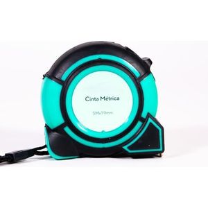 Mètre ruban 5 m x 19 mm avec blocage, attache magnétique et clip pour ceinture, ruban à mesurer ergonomique avec revêtement antidérapant noir/vert