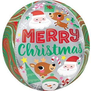 Amscan Orbz 4204001 folieballon met betoverend kerstmotief, 38 x 40 cm, kerstman, elf, heliumballon, feest, decoratie, kerstman, kerstman