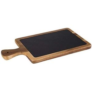 APS-Germany® Borrelplank met Natuurstenen Inlegplateau - 2-Delig - Serveerplank - Hapjesplank - Kaasplank - 40 x 15 cm