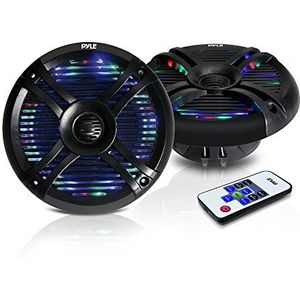Pyle 6,5 inch (16,5 cm), waterdicht, audio, marine, grade, dual speakers met geïntegreerde programmeerbaar, multi-color LED-verlichting, 250 watt, zwart