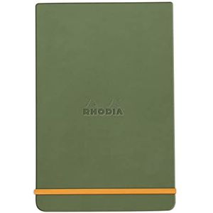 RHODIA 194354C Webnotepad Salie – A6 – gelinieerd – 192 pagina's afneembaar – licht ivoorkleurig papier 90 g/m? – bladwijzer, elastische sluiting – envelop van kunstleer – Rhodiarama