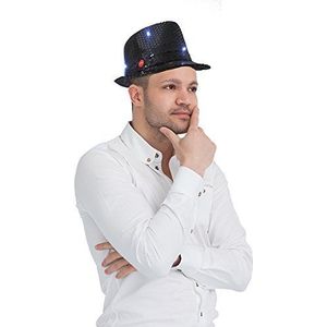 Dress Up America Fedora hoed met knipperende led-verlichting voor volwassenen (zwart), één maat, zwart, eenheidsmaat
