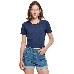 Build Your Brand Cropped T-shirt voor dames, Navy Blauw