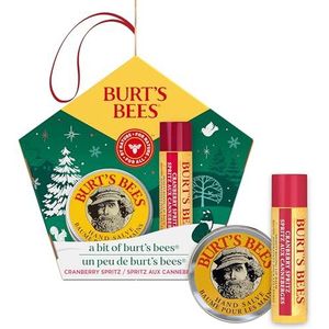 Burt's Bees Cadeauset, lippenbalsem en handbalsem Cranberry Spritz in kerstverpakking, Bit of Burt's