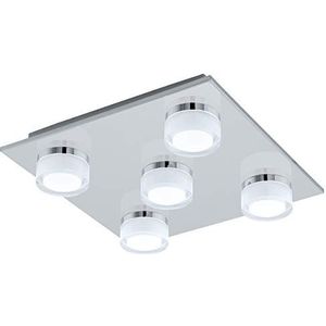 EGLO Romendo Led-plafondlamp, 1,5 lampen, dimbaar, badkamerlamp van verchroomd metaal en kunststof, warmwit, IP44, L x B 32 cm