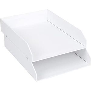 Bigso Box of Sweden 789245501N Set van 2 stapelbare mand van vezelplaat, 31 x 23 x 6 cm, wit