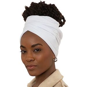 Olivia Sylx Hoofdbanden voor zwarte vrouwen, Afrikaanse haarsjaal, jersey tulbanden voor dames, zacht en ademend, Wit.