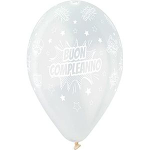 25 ballonnen Compleanno Crystal in natuurlijke latex, premium kwaliteit G120 (Ø 33 cm/13 inch), transparant