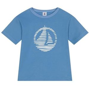 Petit Bateau A0dih T-shirt met korte mouwen voor jongens (1 stuk), Blauw, 8 jaar