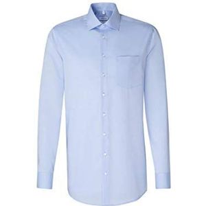 Seidensticker Businesshemd voor heren, strijkhemd met rechte snit, regular fit, extra lange mouwen, kent-kraag, borstzak, 100% katoen, blauw (lichtblauw 15)