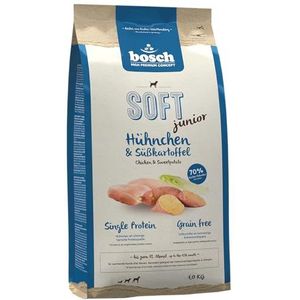 Bosch HPC Soft Junior Kip & zoete aardappel, halfvochtig hondenvoer voor de groei van honden van alle rassen, single proteïne, vrije korrel, 1 x 2,5 kg