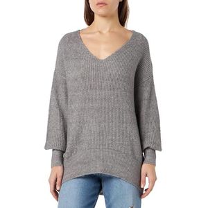 VERO MODA Vmmili Ls Lange trui met V-hals Ga Boo Sweater voor dames, Medium grijs mengsel.