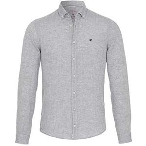 3801-550 Pure- Casual shirt met lange mouwen, slim fit, effen grijs