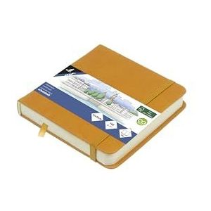 Kangaro Art Schetsboek, 12 x 12 cm, okergeel, harde kaft, polyurethaan, 80 vellen, 140 g, crèmekleurig papier