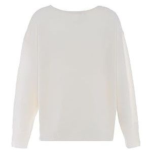 faina Pull en tricot à épaules dénudées pour femme avec broderie irrégulière en dentelle Blanc laine Taille XS/S, Blanc cassé, XL