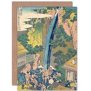 Hokusai Japan Roben Falls Oyama Sagami Province verzegelde wenskaart met lege envelop aan de binnenkant