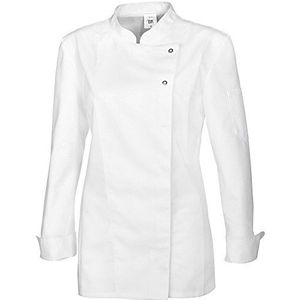 BP Gourmet 1544-400-21 keukenjack voor dames, lange mouwen, 65% polyester, 35% katoen, normale pasvorm, maat 2XL, kleur: wit