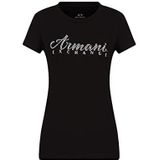 ARMANI EXCHANGE Short Sleeve Classic Script Logo Scoop Neck T-shirt voor dames (1 stuk), zwart.