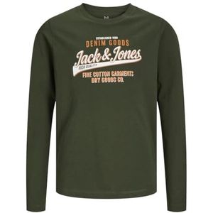 JACK&JONES JUNIOR Jjelogo Tee Ls O-hals 2 Noos Mni T-shirt met lange mouwen voor jongens (1 stuk), Gecombineerd groen, opdruk: wit + jam