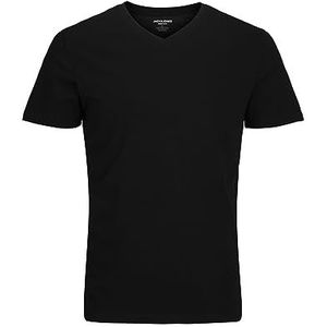 JACK & JONES Homme T-Shirt Col V, Noir, S