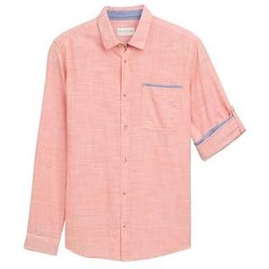 TOM TAILOR Chemise pour homme, 37922 - Structure à rayures orange brique, S