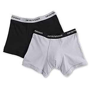 Emporio Armani Knit Boxershorts, effen, voor heren, Zwart/Grijs