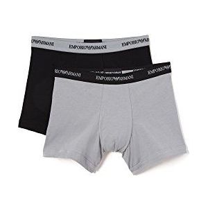 Emporio Armani Knit Boxershorts, effen, voor heren, Zwart/Grijs