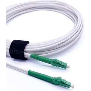 Elfcam® - Glasvezelkabel LC/APC naar LC/APC Monomode Simplex, 9/125μm LSZH optische jumperband, wit (10 m)