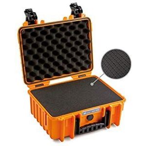 B&W Outdoor Case Hard Case Type 3000 met schuim (hardcase case case IP67, SI kubusschuim, waterdicht, binnenmaat 33x23,5x15cm, oranje)