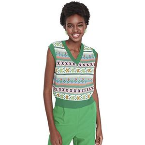 TRENDYOL V-yaka-Sweat-shirt à imprimé en tricot pour femme, vert, M