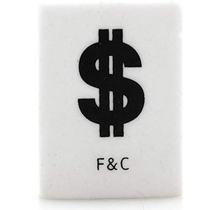 Fine & Candy - Gum Money voor potloden, gum, grafiet, motief dollartekens, wit