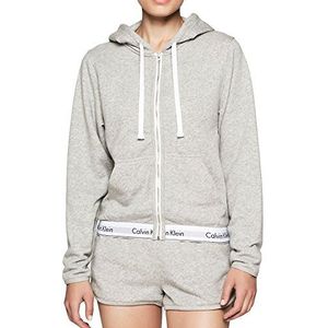 Calvin Klein - Dames hoodie met rits - Modern Cotton Line CK Loungewear - Signature elastische zoom - katoen, polyester, grijs.